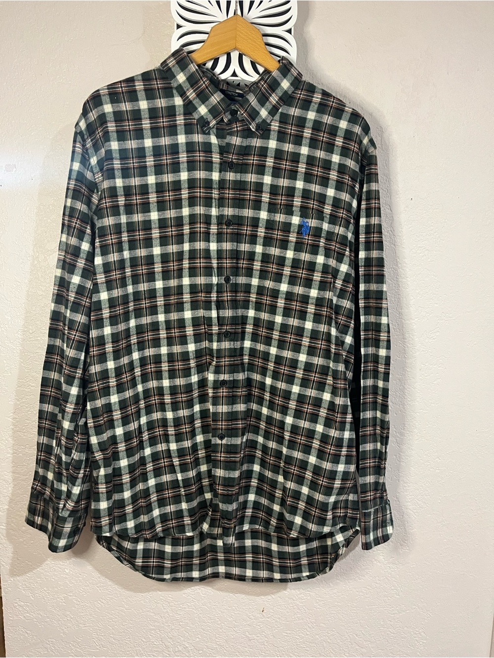 U.S. Polo Association Green Plaid Button-Down Flannel Shirt